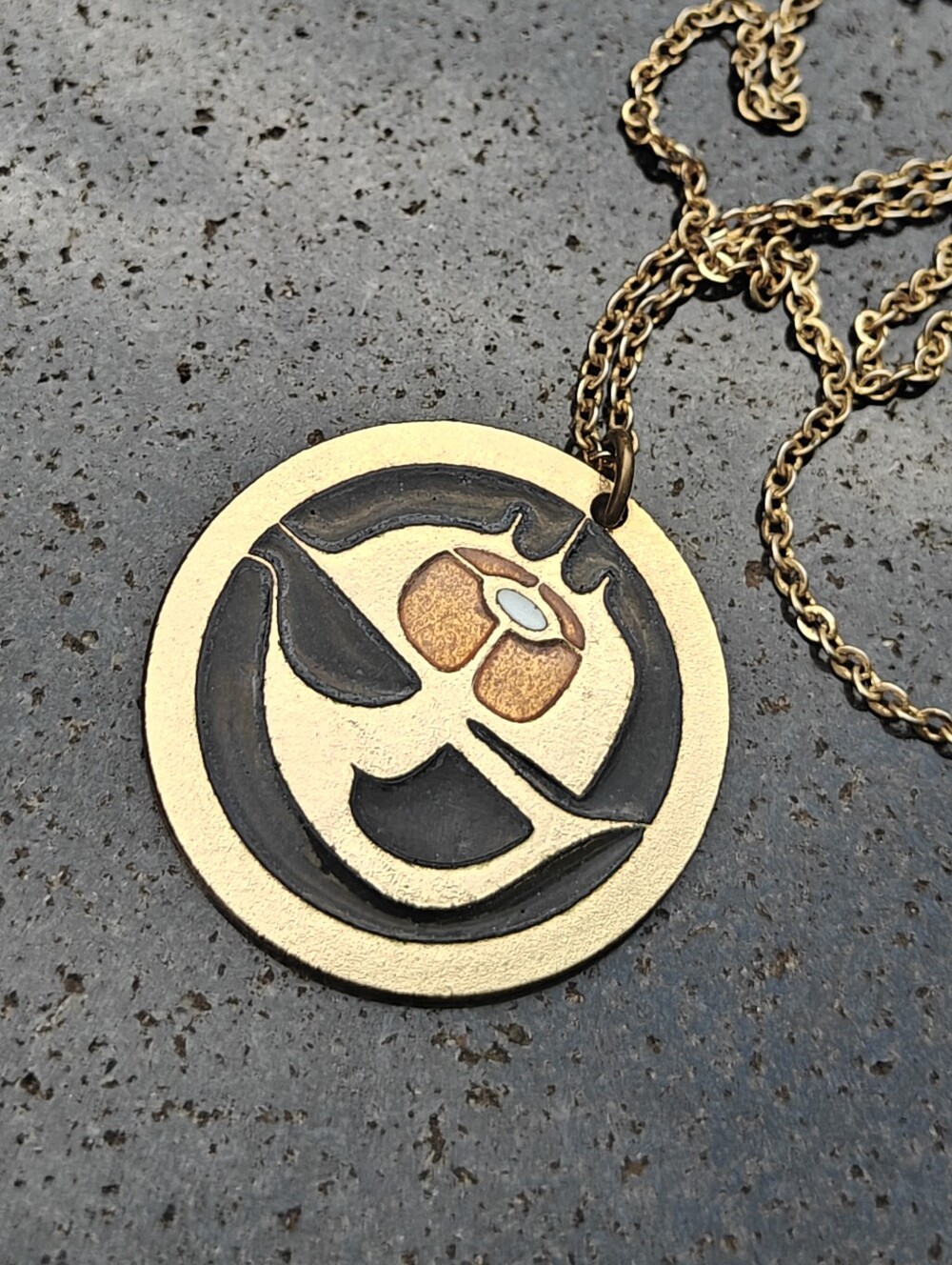 Vintage Robert Gervais Enamel Medallion Pendant Necklace